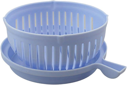 Salad Chopper Bowl with Slits, Fruit Vegetable Cutter, Blue