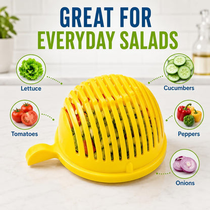Salad Chopper Bowl with Slits, Fruit Vegetable Cutter, Blue