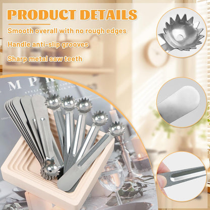 15 Pcs Silver Strawberry Hullers Set Stainless Steel