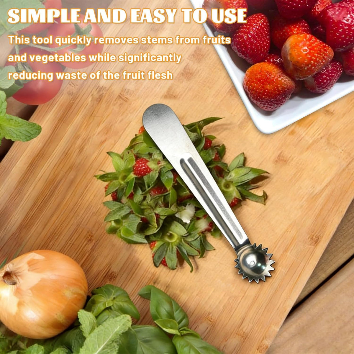 15 Pcs Silver Strawberry Hullers Set Stainless Steel