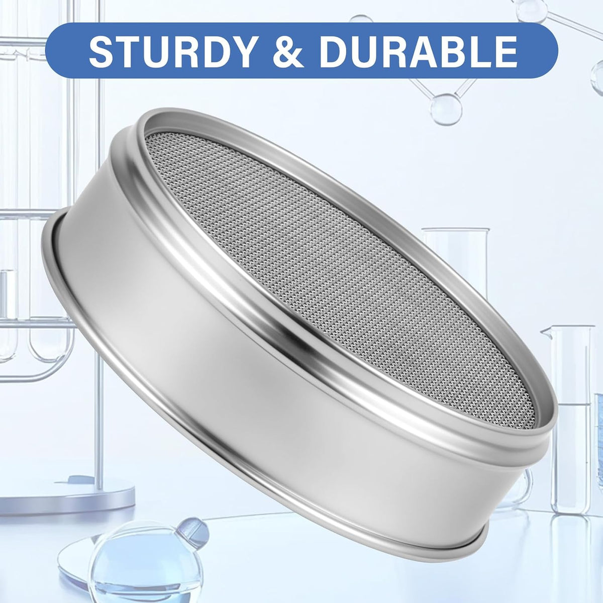 60 Mesh Lab Sieves 8" Diameter 304 Stainless Steel Wire Cloth Test Sieve for Industrial Laboratory Home