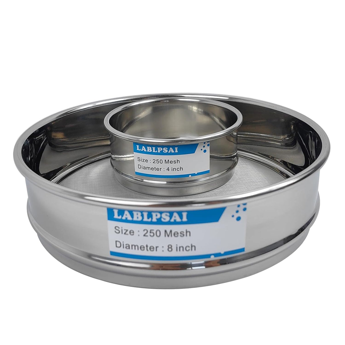 60 Mesh Lab Sieves 8" Diameter 304 Stainless Steel Wire Cloth Test Sieve for Industrial Laboratory Home