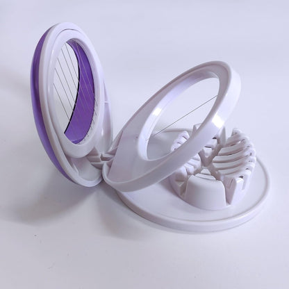 Egg Slicer for Hard Boiled Eggs,Easy to Cut Egg into Slices, Wedge and Dices, Sturdy ABS Body with Stainless Steel Wires,Non-slip Feet,Dishwasher Safe, BPA Free (Purple)