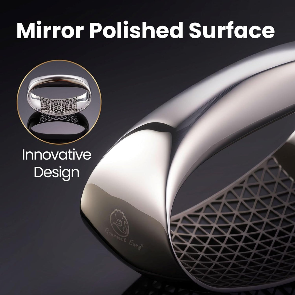 Stainless Steel Garlic Press Rocker with Eject Base & Scraper