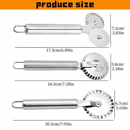 3 PCS Stainless Steel Pastry Wheel Cutter,Ravioli Cutter, Pizza Cutter Wheel, Fluted Pasta Crimping Wheel Dough Crimper Pie Crust Cutter,Ergonomic handle, Easy to use and clean
