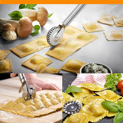 3 PCS Stainless Steel Pastry Wheel Cutter,Ravioli Cutter, Pizza Cutter Wheel, Fluted Pasta Crimping Wheel Dough Crimper Pie Crust Cutter,Ergonomic handle, Easy to use and clean