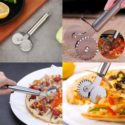 3 PCS Stainless Steel Pastry Wheel Cutter,Ravioli Cutter, Pizza Cutter Wheel, Fluted Pasta Crimping Wheel Dough Crimper Pie Crust Cutter,Ergonomic handle, Easy to use and clean
