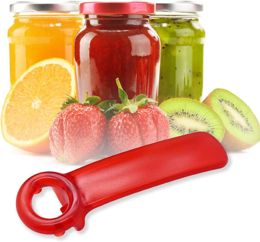 1PCS Plastic Jar Key Opener, Jar Opener for Elderly and Seniors, Red | Easy Grip Jar Lid Opener, Jar Opener for Weak Hands, Senior Kitchen Gadget, Arthritis & Carpal Tunnel Relief Opener