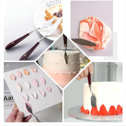Cake Cream Spatula 5 Pieces, Stainless Steel Cake Apatula with Frosting Icing decorating Knife Art Painting Baking Pastry Tool Palette Knife for Cake Fondant Chocolate (5 Pcs)