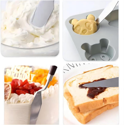 Cake Cream Spatula 5 Pieces, Stainless Steel Cake Apatula with Frosting Icing decorating Knife Art Painting Baking Pastry Tool Palette Knife for Cake Fondant Chocolate (5 Pcs)