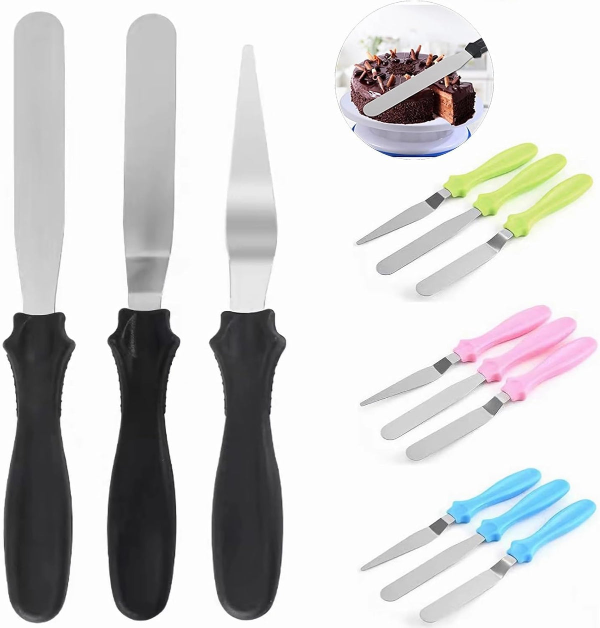 Cake Cream Spatula 5 Pieces, Stainless Steel Cake Apatula with Frosting Icing decorating Knife Art Painting Baking Pastry Tool Palette Knife for Cake Fondant Chocolate (5 Pcs)