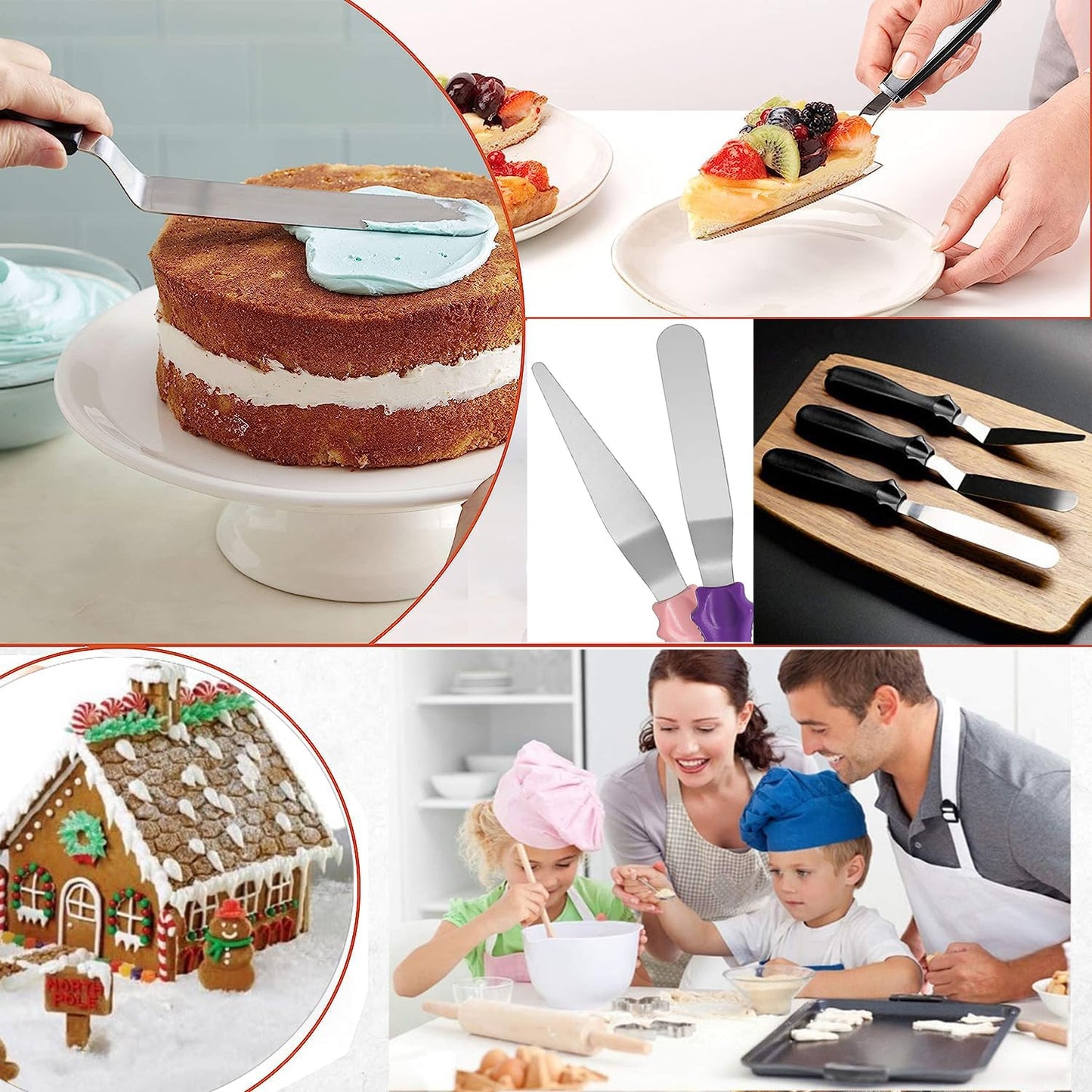 Cake Cream Spatula 5 Pieces, Stainless Steel Cake Apatula with Frosting Icing decorating Knife Art Painting Baking Pastry Tool Palette Knife for Cake Fondant Chocolate (5 Pcs)