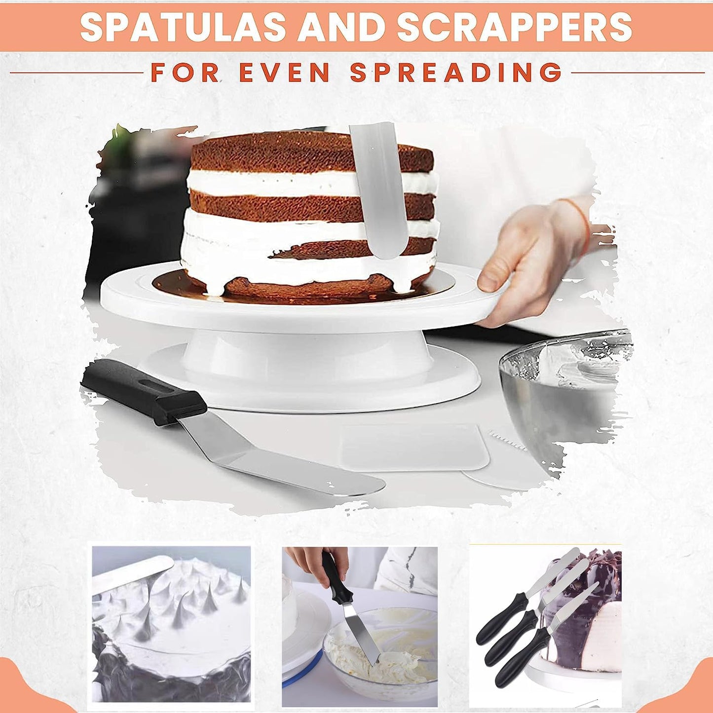 Cake Cream Spatula 5 Pieces, Stainless Steel Cake Apatula with Frosting Icing decorating Knife Art Painting Baking Pastry Tool Palette Knife for Cake Fondant Chocolate (5 Pcs)