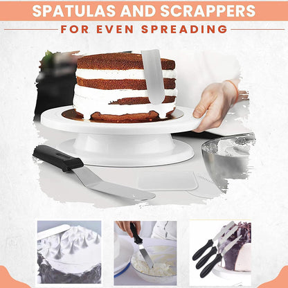 Cake Cream Spatula 5 Pieces, Stainless Steel Cake Apatula with Frosting Icing decorating Knife Art Painting Baking Pastry Tool Palette Knife for Cake Fondant Chocolate (5 Pcs)