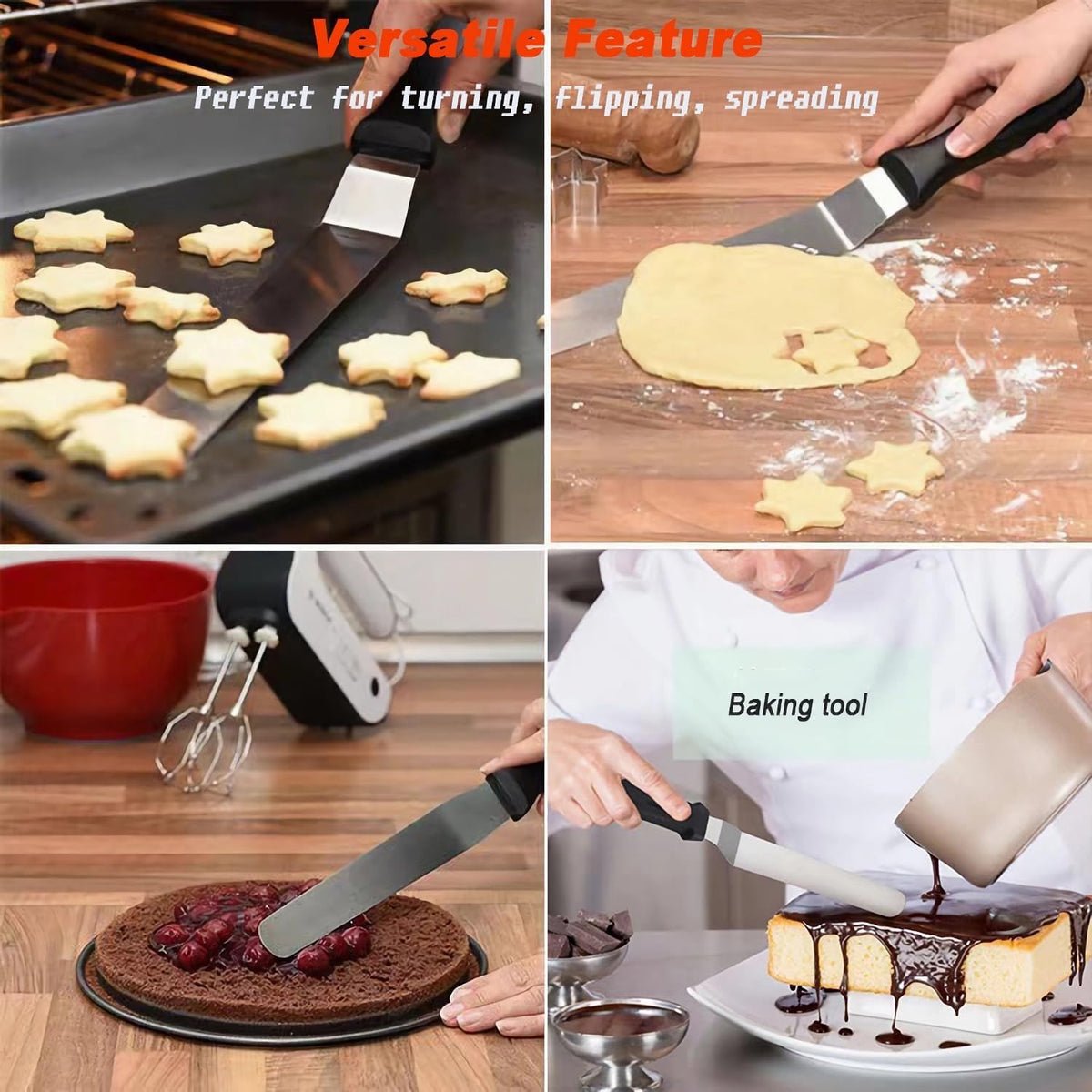 Cake Cream Spatula 5 Pieces, Stainless Steel Cake Apatula with Frosting Icing decorating Knife Art Painting Baking Pastry Tool Palette Knife for Cake Fondant Chocolate (5 Pcs)