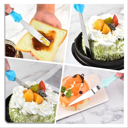 Cake Cream Spatula 5 Pieces, Stainless Steel Cake Apatula with Frosting Icing decorating Knife Art Painting Baking Pastry Tool Palette Knife for Cake Fondant Chocolate (5 Pcs)