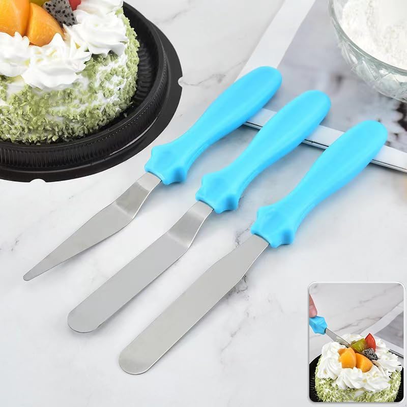 Cake Cream Spatula 5 Pieces, Stainless Steel Cake Apatula with Frosting Icing decorating Knife Art Painting Baking Pastry Tool Palette Knife for Cake Fondant Chocolate (5 Pcs)