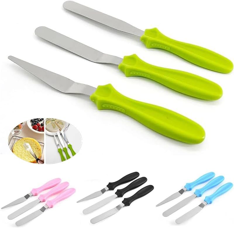 Cake Cream Spatula 5 Pieces, Stainless Steel Cake Apatula with Frosting Icing decorating Knife Art Painting Baking Pastry Tool Palette Knife for Cake Fondant Chocolate (5 Pcs)