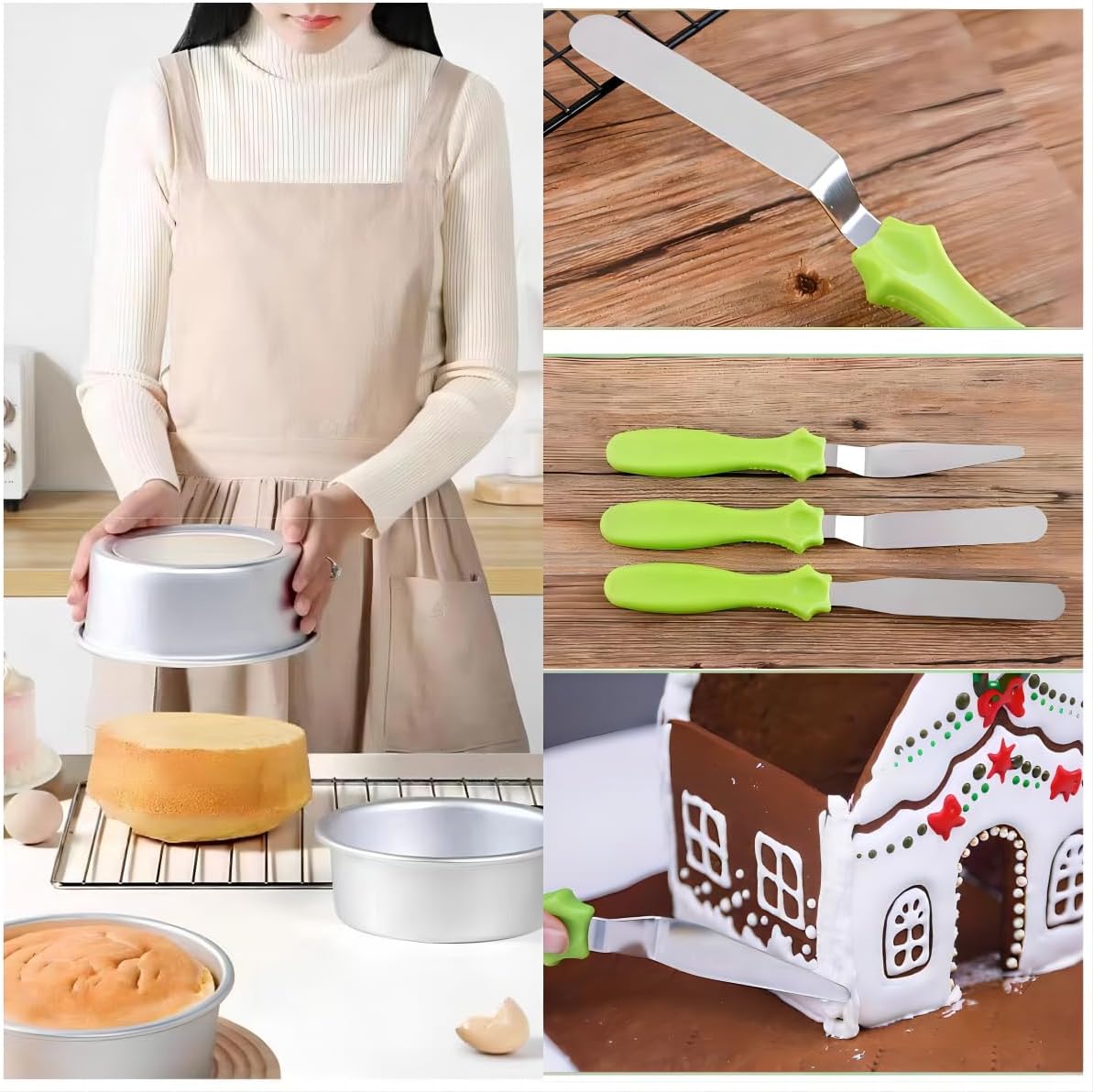 Cake Cream Spatula 5 Pieces, Stainless Steel Cake Apatula with Frosting Icing decorating Knife Art Painting Baking Pastry Tool Palette Knife for Cake Fondant Chocolate (5 Pcs)
