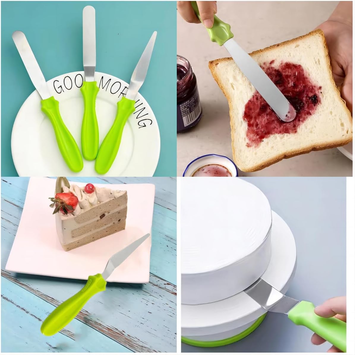 Cake Cream Spatula 5 Pieces, Stainless Steel Cake Apatula with Frosting Icing decorating Knife Art Painting Baking Pastry Tool Palette Knife for Cake Fondant Chocolate (5 Pcs)