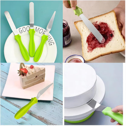 Cake Cream Spatula 5 Pieces, Stainless Steel Cake Apatula with Frosting Icing decorating Knife Art Painting Baking Pastry Tool Palette Knife for Cake Fondant Chocolate (5 Pcs)