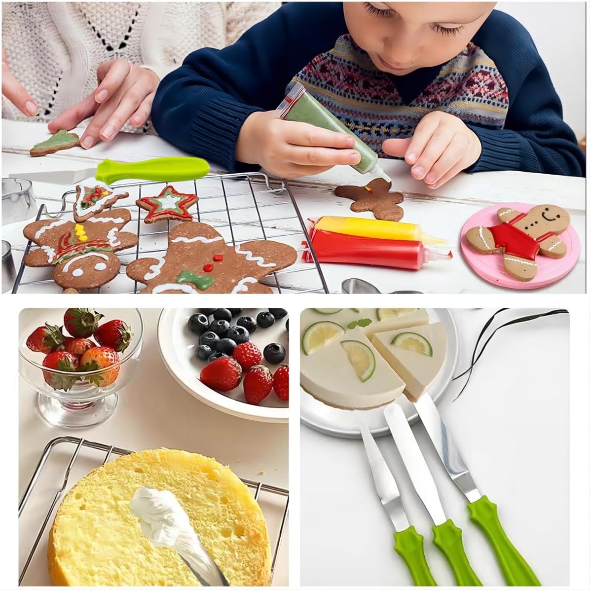 Cake Cream Spatula 5 Pieces, Stainless Steel Cake Apatula with Frosting Icing decorating Knife Art Painting Baking Pastry Tool Palette Knife for Cake Fondant Chocolate (5 Pcs)