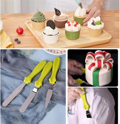 Cake Cream Spatula 5 Pieces, Stainless Steel Cake Apatula with Frosting Icing decorating Knife Art Painting Baking Pastry Tool Palette Knife for Cake Fondant Chocolate (5 Pcs)