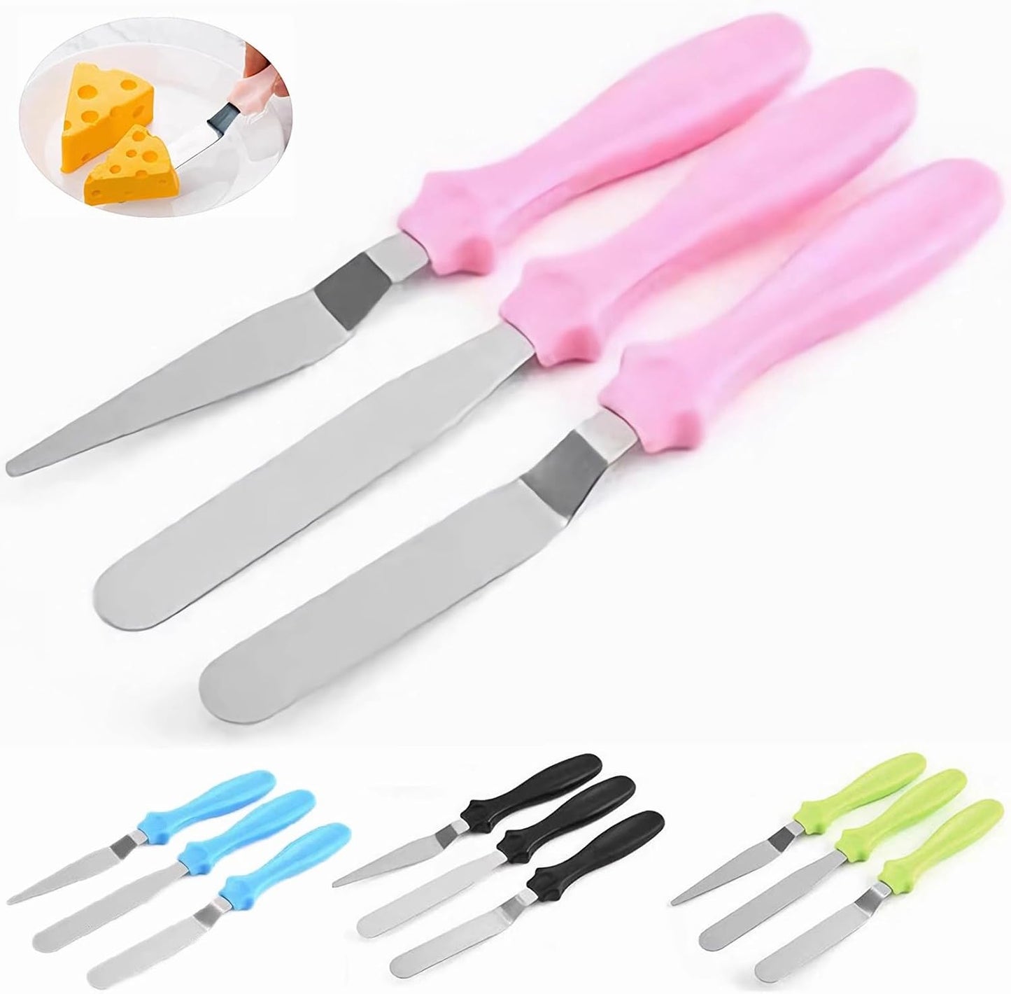 Cake Cream Spatula 5 Pieces, Stainless Steel Cake Apatula with Frosting Icing decorating Knife Art Painting Baking Pastry Tool Palette Knife for Cake Fondant Chocolate (5 Pcs)