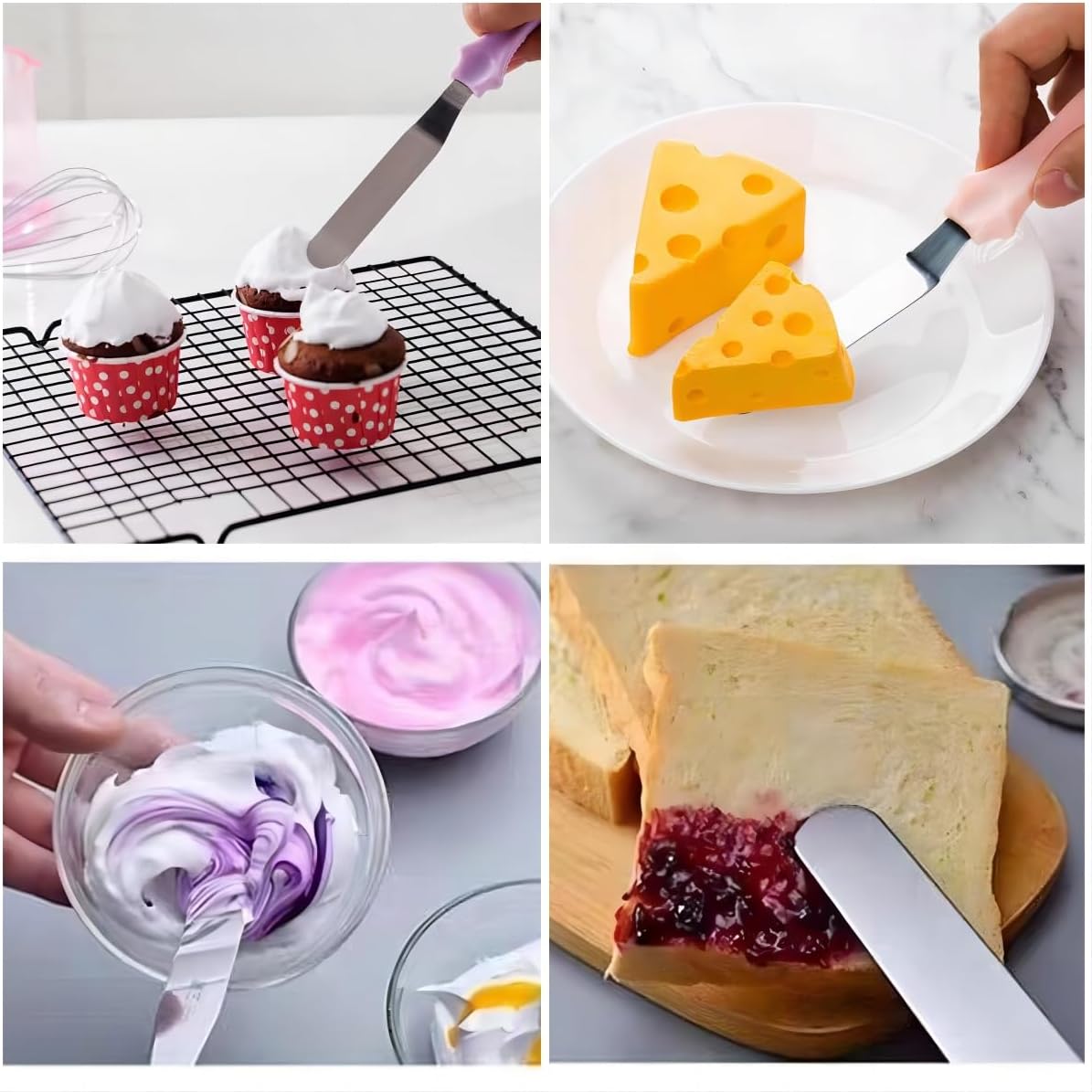 Cake Cream Spatula 5 Pieces, Stainless Steel Cake Apatula with Frosting Icing decorating Knife Art Painting Baking Pastry Tool Palette Knife for Cake Fondant Chocolate (5 Pcs)