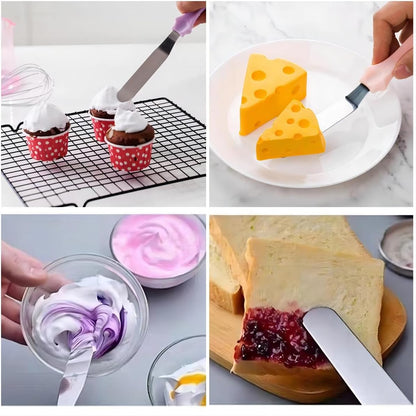 Cake Cream Spatula 5 Pieces, Stainless Steel Cake Apatula with Frosting Icing decorating Knife Art Painting Baking Pastry Tool Palette Knife for Cake Fondant Chocolate (5 Pcs)