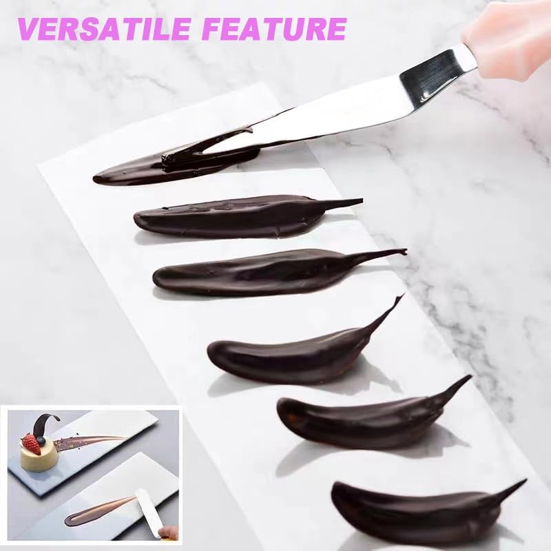 Cake Cream Spatula 5 Pieces, Stainless Steel Cake Apatula with Frosting Icing decorating Knife Art Painting Baking Pastry Tool Palette Knife for Cake Fondant Chocolate (5 Pcs)