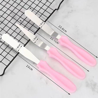 Cake Cream Spatula 5 Pieces, Stainless Steel Cake Apatula with Frosting Icing decorating Knife Art Painting Baking Pastry Tool Palette Knife for Cake Fondant Chocolate (5 Pcs)