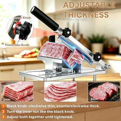 Manual Frozen Meat Slicer Upgraded Stainless Steel Compact for Home