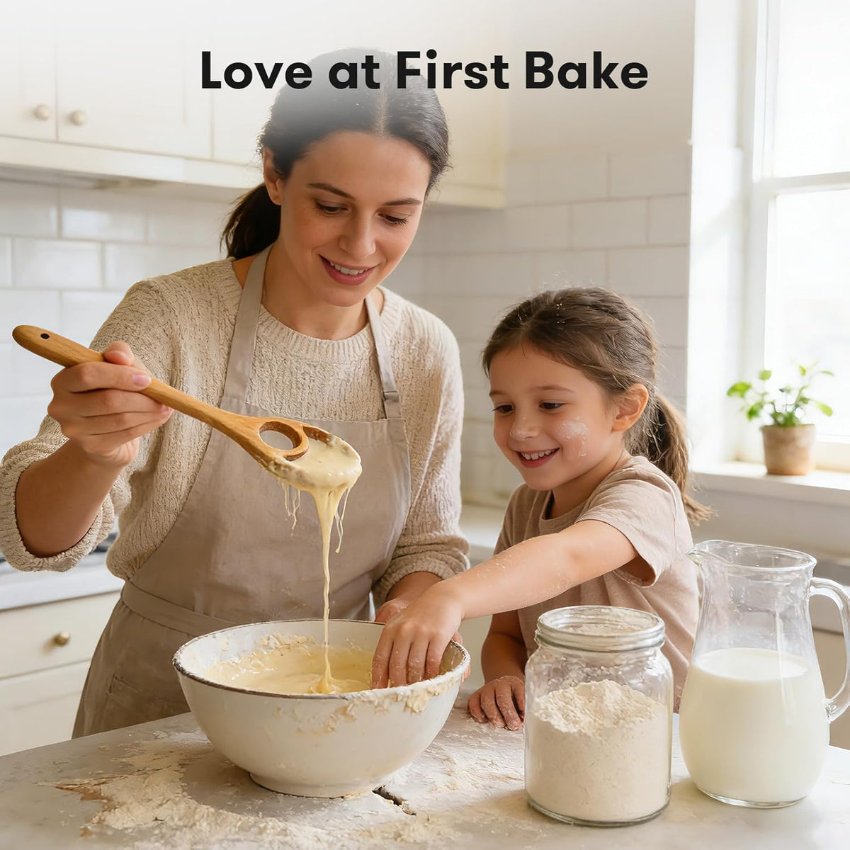 Wooden Danish Dough Whisk for Sourdough, One-Piece 2 Pack | 12.6-Inch Long Handle, Handcrafted From Natural Wood, Flow-Through Design Mixes Batter Evenly, Sturdy One-Piece Build