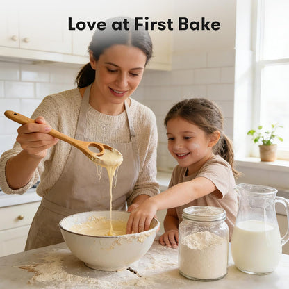 Wooden Danish Dough Whisk for Sourdough, One-Piece 2 Pack | 12.6-Inch Long Handle, Handcrafted From Natural Wood, Flow-Through Design Mixes Batter Evenly, Sturdy One-Piece Build