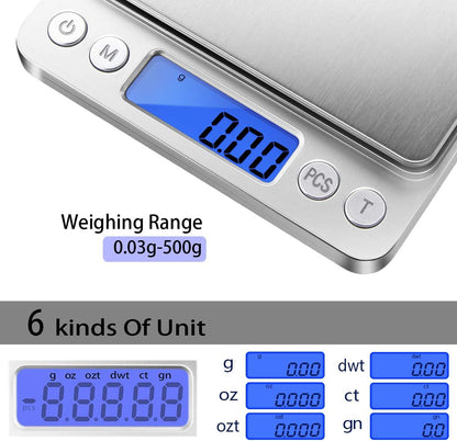 Digital Gram Scale .01 Gram Accuracy, 500g Small Jewelry Scale