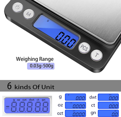 Digital Gram Scale .01 Gram Accuracy, 500g Small Jewelry Scale