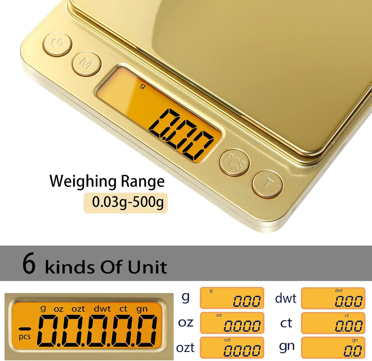 Digital Gram Scale .01 Gram Accuracy, 500g Small Jewelry Scale