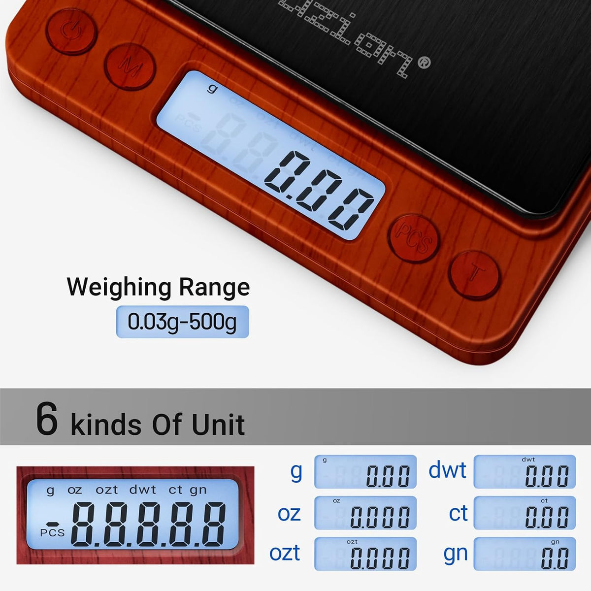 Digital Gram Scale .01 Gram Accuracy, 500g Small Jewelry Scale