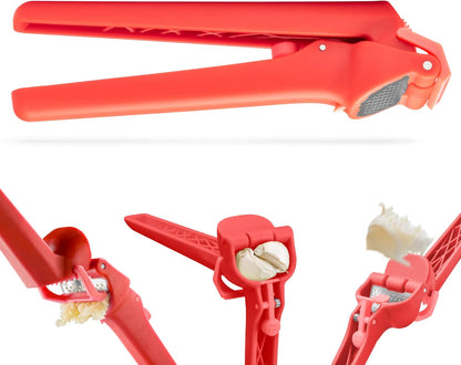 Garject Lite 2-In-1 Garlic Peeler, Garlic Press & Mincer with Garlic Peel Ejector, Nylon - Red | No-peel mincer with skin eject button, fits up to 2 cloves, dishwasher safe heavy-duty nylon, stainless steel crusher plate