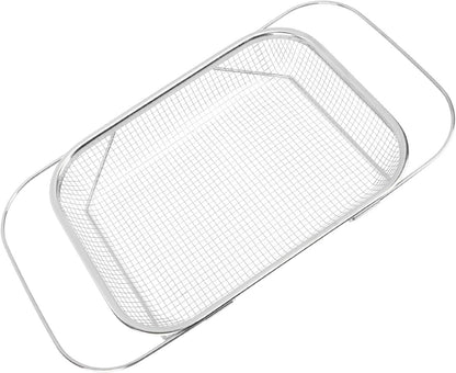 Stainless Steel Colander, Over The Sink Strainer Basket Kitchen S Er Gold Strainer Over The Sink Colander Basket for with Handles Fine Mesh Expandable Essentials (Silver)