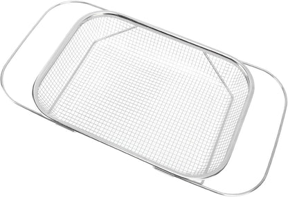 Stainless Steel Colander, Over The Sink Strainer Basket Kitchen S Er Gold Strainer Over The Sink Colander Basket for with Handles Fine Mesh Expandable Essentials (Silver)