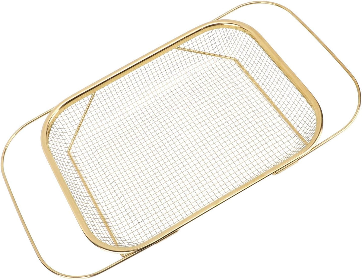 Stainless Steel Colander, Over The Sink Strainer Basket Kitchen S Er Gold Strainer Over The Sink Colander Basket for with Handles Fine Mesh Expandable Essentials (Silver)