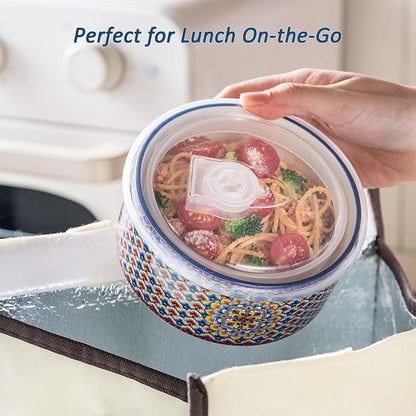 Ceramic Food Storage Bowls with Lids, Nesting Set of 3, 10/20/32 oz