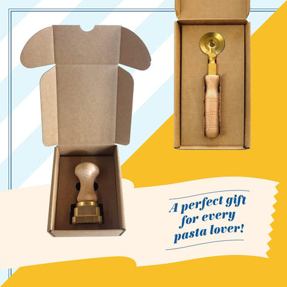 La Gondola Homemade Ravioli Stamp - Round Festooned 1.97in | Italian Pasta Making Tool for Home and Business | Brass & Natural Wood | Sturdy & Easy to Use Ravioli Stamp | Ravioli Cutter Made in Italy