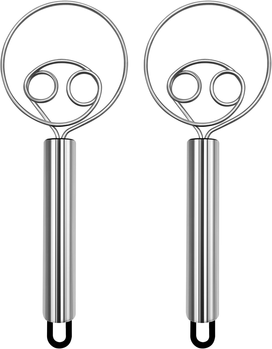 Danish Dough Whisk & Mixer Set - 2 Pack Stainless Steel Dough Whisks for Baking, Hand Mixer for Bread, Pizza, Pastry - Ergonomic Design for Easy Kneading & Blending