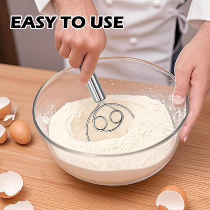 Danish Dough Whisk & Mixer Set - 2 Pack Stainless Steel Dough Whisks for Baking, Hand Mixer for Bread, Pizza, Pastry - Ergonomic Design for Easy Kneading & Blending