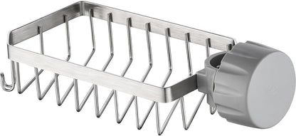 Sponge Holder Over Faucet Kitchen Sink Caddy Organizer, Stainless Steel Sink Rack for Sponge, Brush and Soap, Quick Drain Hanging Faucet Holder