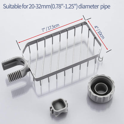 Sponge Holder Over Faucet Kitchen Sink Caddy Organizer, Stainless Steel Sink Rack for Sponge, Brush and Soap, Quick Drain Hanging Faucet Holder
