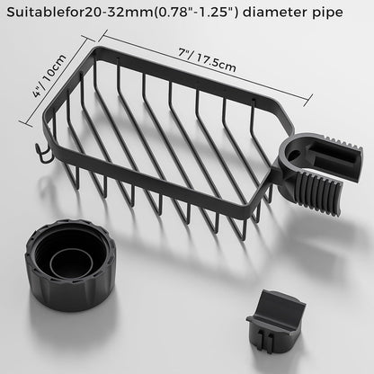 Sponge Holder Over Faucet Kitchen Sink Caddy Organizer, Stainless Steel Sink Rack for Sponge, Brush and Soap, Quick Drain Hanging Faucet Holder
